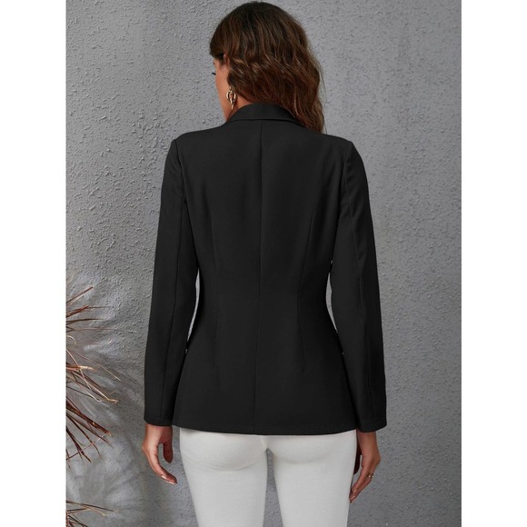 Lapel Collar Double Breasted Gold Button Blazer jacket black - Picture 2 of 12
